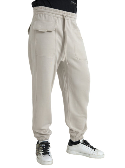 Dolce & Gabbana off white viscose cargo jogger sweatpants side view