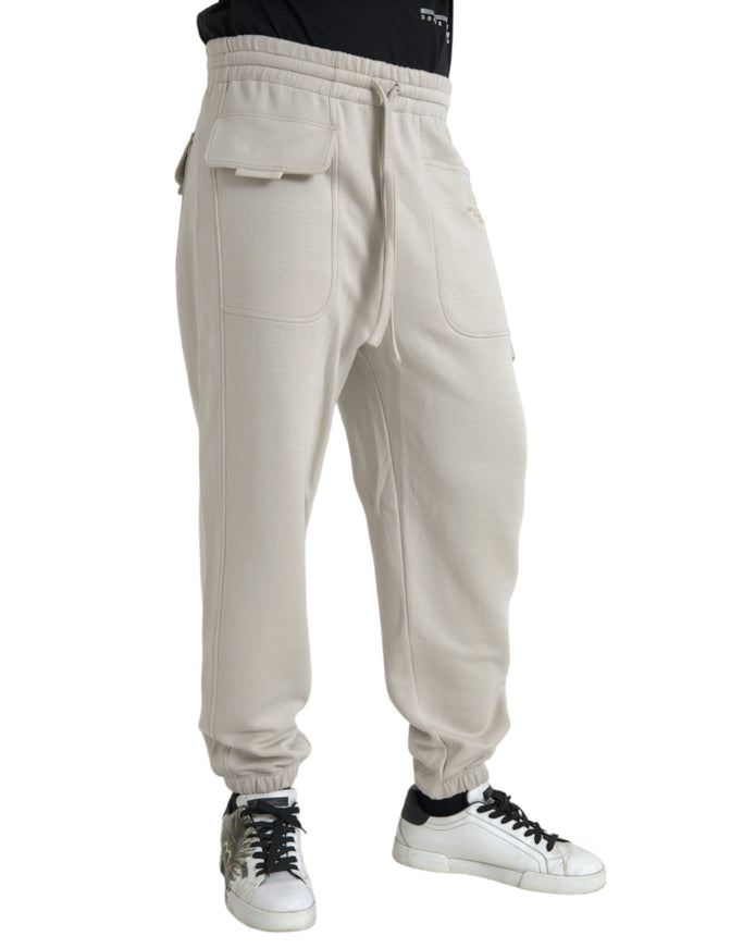 Dolce & Gabbana off white viscose cargo jogger sweatpants side view