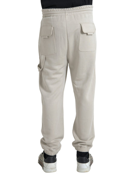 Dolce & Gabbana off white viscose cargo jogger sweatpants back view