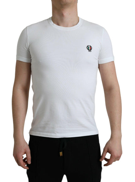 Dolce & Gabbana White Logo Crest Crew Neck Underwear T-shirt - Ellie Belle