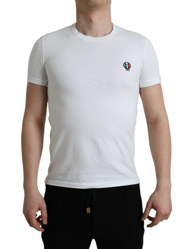 Dolce & Gabbana White Logo Crest Crew Neck Underwear T-shirt - Ellie Belle