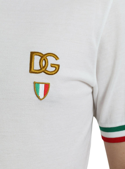 Dolce & Gabbana White Logo Collared Short Sleeve T-shirt - Ellie Belle