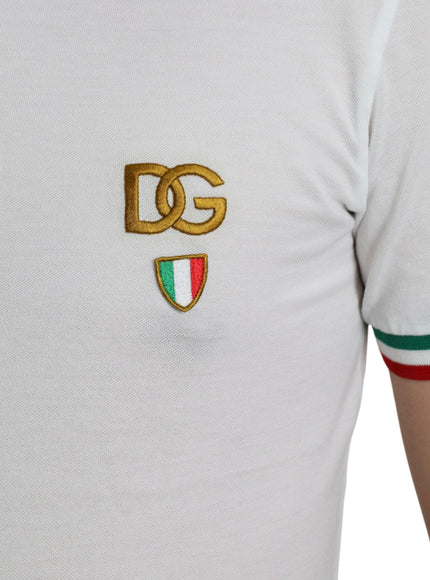 Dolce & Gabbana White Logo Collared Short Sleeve T-shirt - Ellie Belle