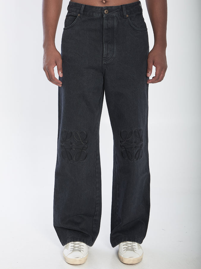 Loewe Baggy Anagram Denim Pants Black