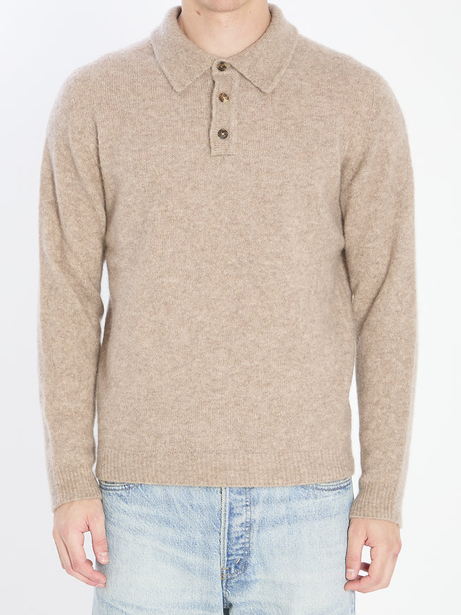 Roberto Collina Cashmere Blend Polo Shirt Beige