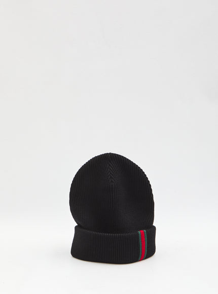 Gucci Wool Beanie With Web Detail Black