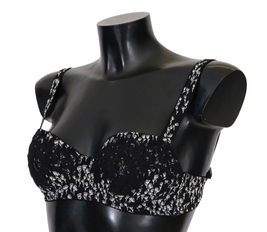 a female mannequin wearing a black and white bra