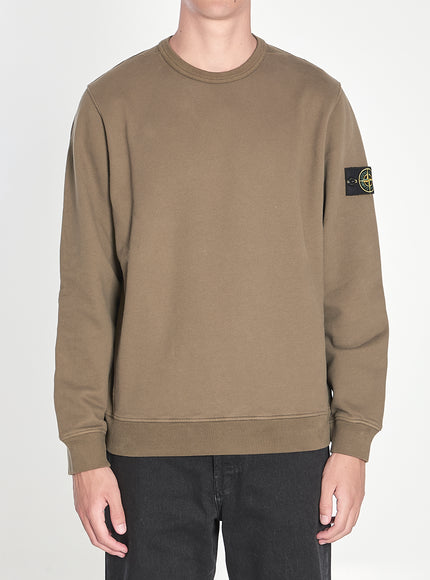 Stone Island Fleece Sweatshirt In Organic Cotton Green