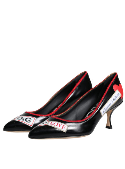 Dolce & Gabbana D&G Logo Print Pumps In Black