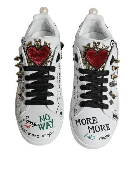 Dolce & Gabbana Heart Studded Low Top Sneakers