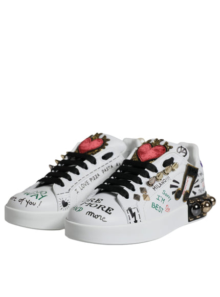 Dolce & Gabbana Heart Studded Low Top Sneakers