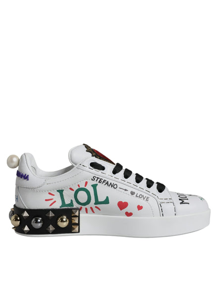 Dolce & Gabbana Heart Studded Low Top Sneakers