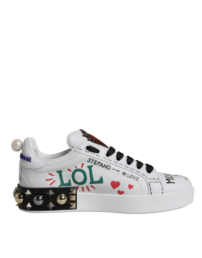 Dolce & Gabbana Heart Studded Low Top Sneakers