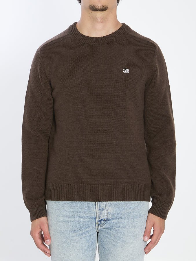 Celine Wool And Cashmere Crewneck Brown