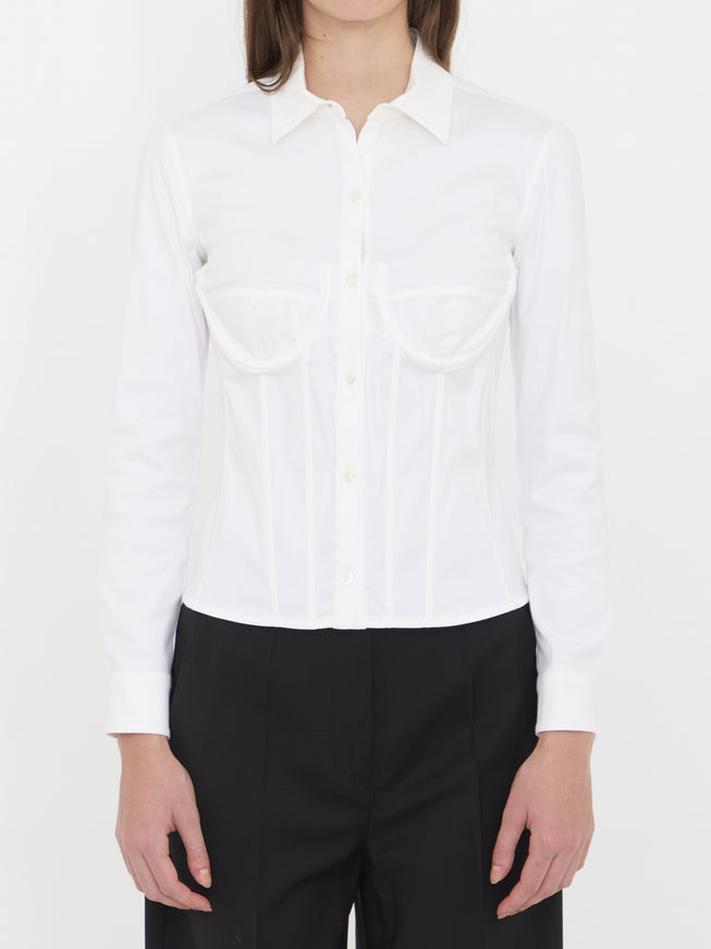 Balenciaga Corsedet Shirt In Stretch Poplin White