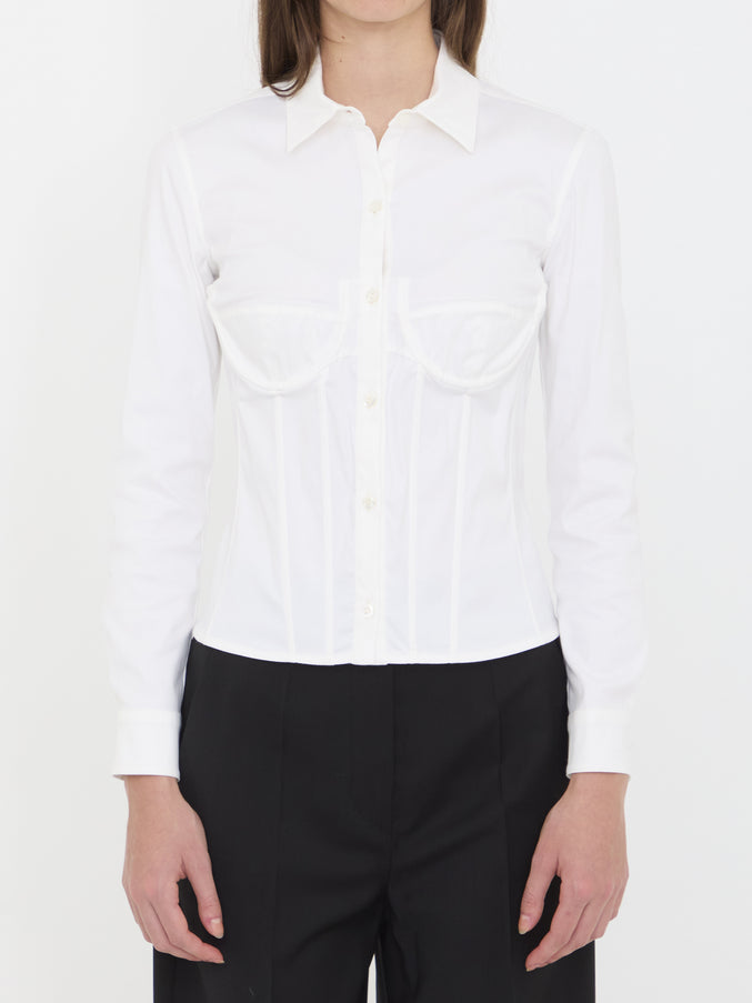 Balenciaga Corsedet Shirt In Stretch Poplin White
