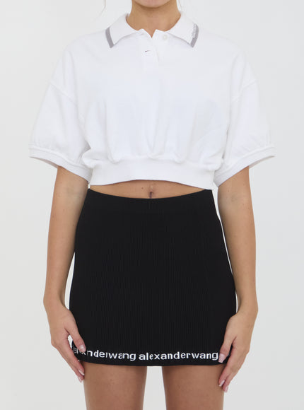Alexander Wang Cropped Cotton Polo Shirt White