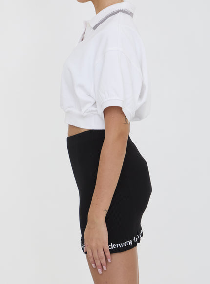 Alexander Wang Cropped Cotton Polo Shirt