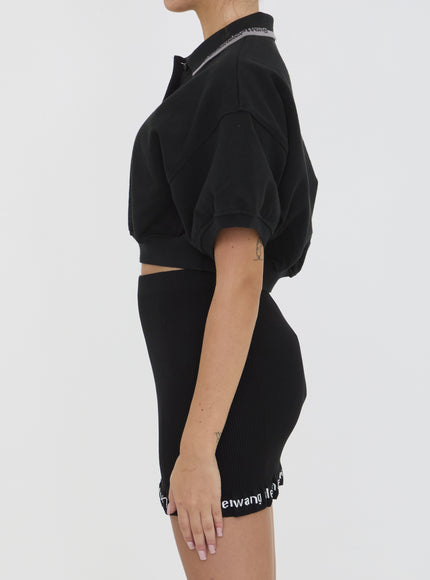 Alexander Wang Cropped Cotton Polo Shirt