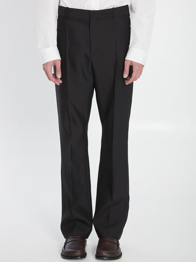 Loewe Tailored Wool And Silk Trousers Black