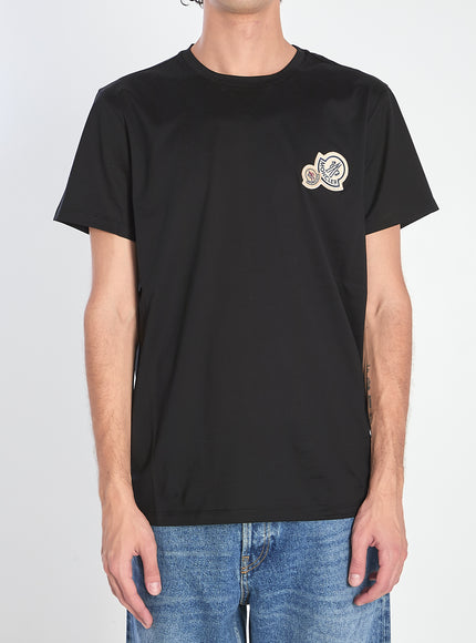 Moncler T-shirt With Double Logo Patches Black