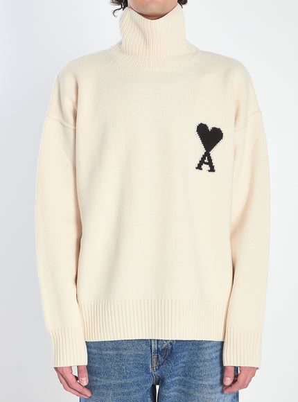 Ami Paris Ami De Coeur Turtleneck Sweater White