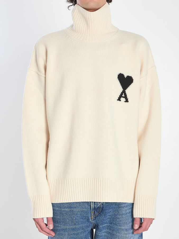 Ami Paris Ami De Coeur Turtleneck Sweater White