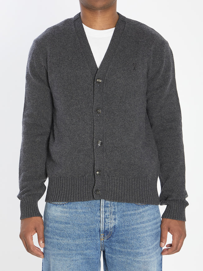 Ami Paris Ami De Coeur Cardigan Grey