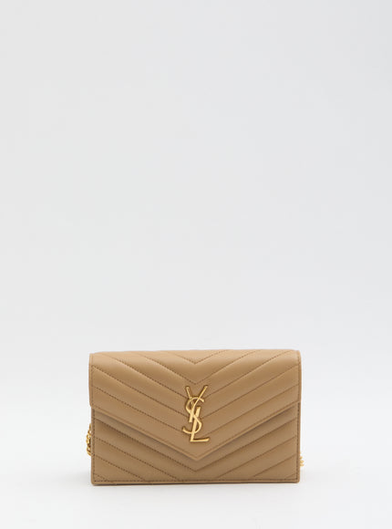 Saint Laurent Envelope Cassandre Wallet With Chain QT Beige