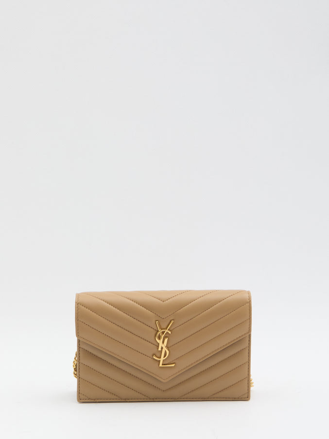 Saint Laurent Envelope Cassandre Wallet With Chain QT Beige