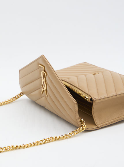 Saint Laurent Envelope Cassandre Wallet With Chain