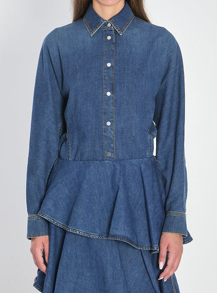Alaia Rounded Shirt In Denim Blue