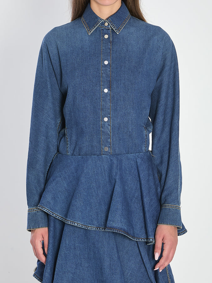 Alaia Rounded Shirt In Denim Blue