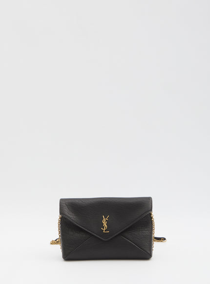 Saint Laurent Cassandre Pouch With Chain QT Black