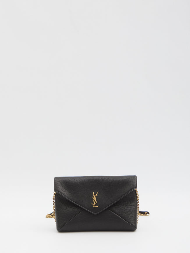 Saint Laurent Cassandre Pouch With Chain QT Black