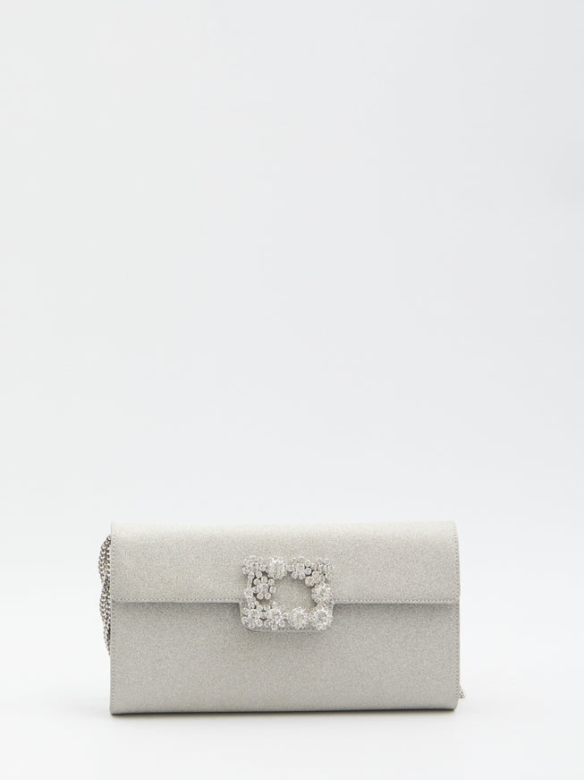 Roger Vivier Envelope Flower Strass Bag QT Silver