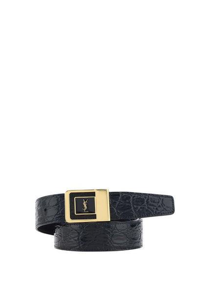 Saint Laurent Croc-Effect Leather Belt