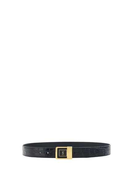 Saint Laurent Croc-Effect Leather Belt