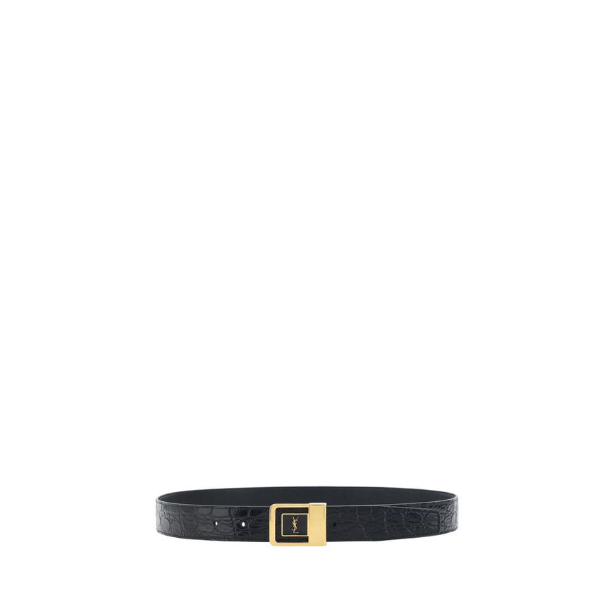 Saint Laurent Croc-Effect Leather Belt