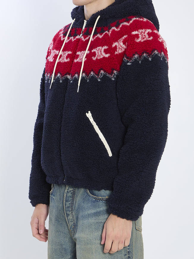 Celine Fair Isle Triomphe Hooded Jacket