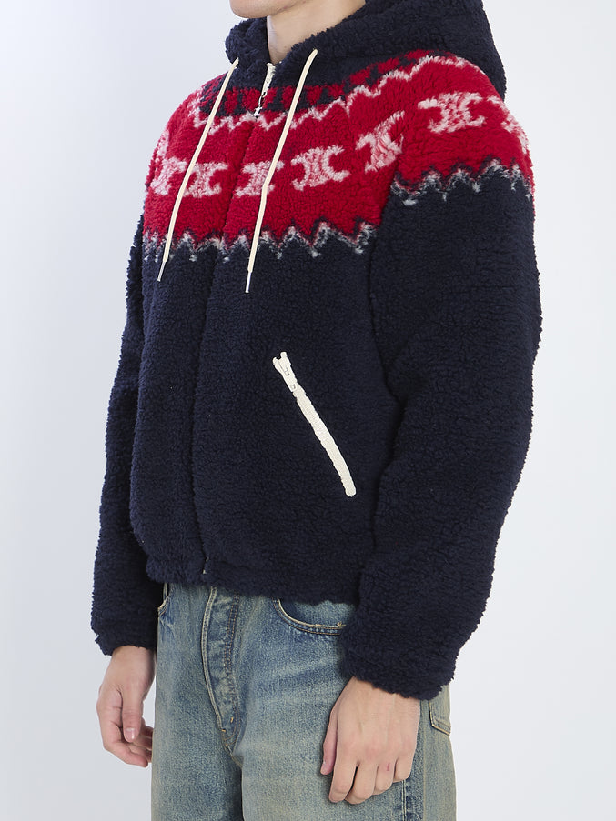 Celine Fair Isle Triomphe Hooded Jacket