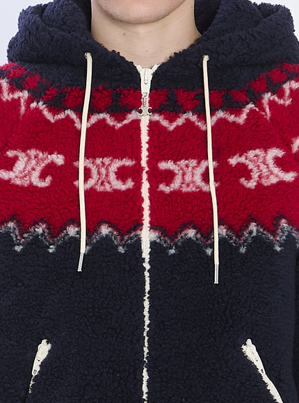 Celine Fair Isle Triomphe Hooded Jacket