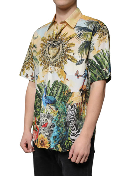 Dolce & Gabbana Multicolor Tropical Button Down Casual Shirt