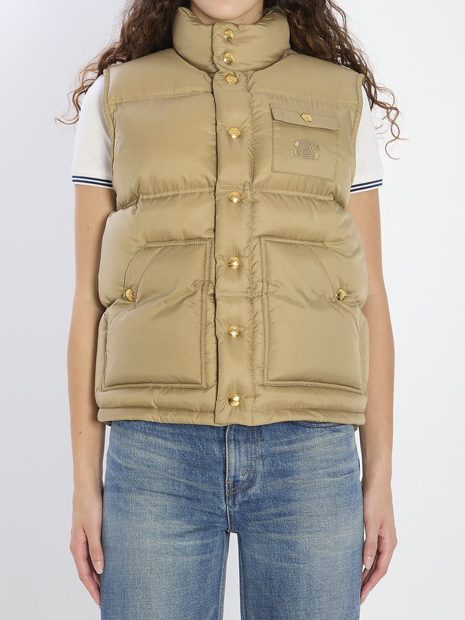 Celine Triomphe Padded Vest Beige
