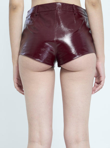 Self Portrait Leather Micro Shorts