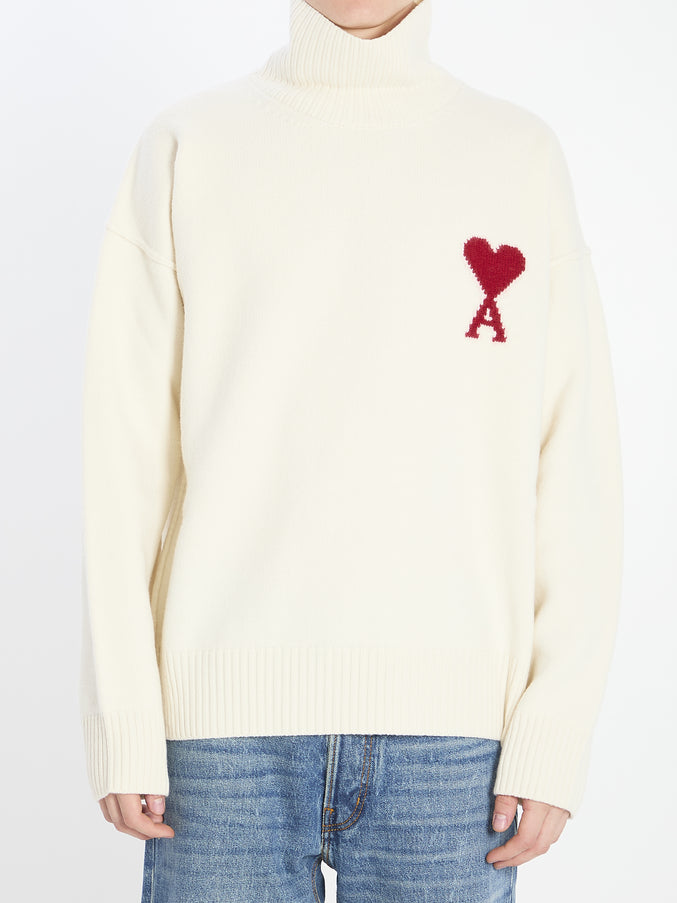 Ami Paris Ami De Coeur Turtleneck Sweater White