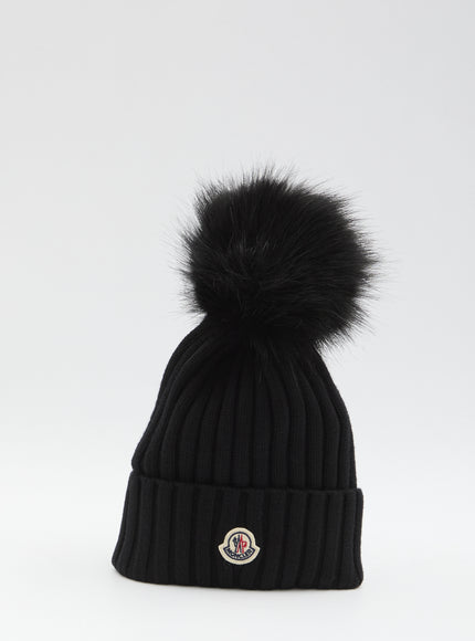 Moncler Wool Beanie With Pom Pom QT Black