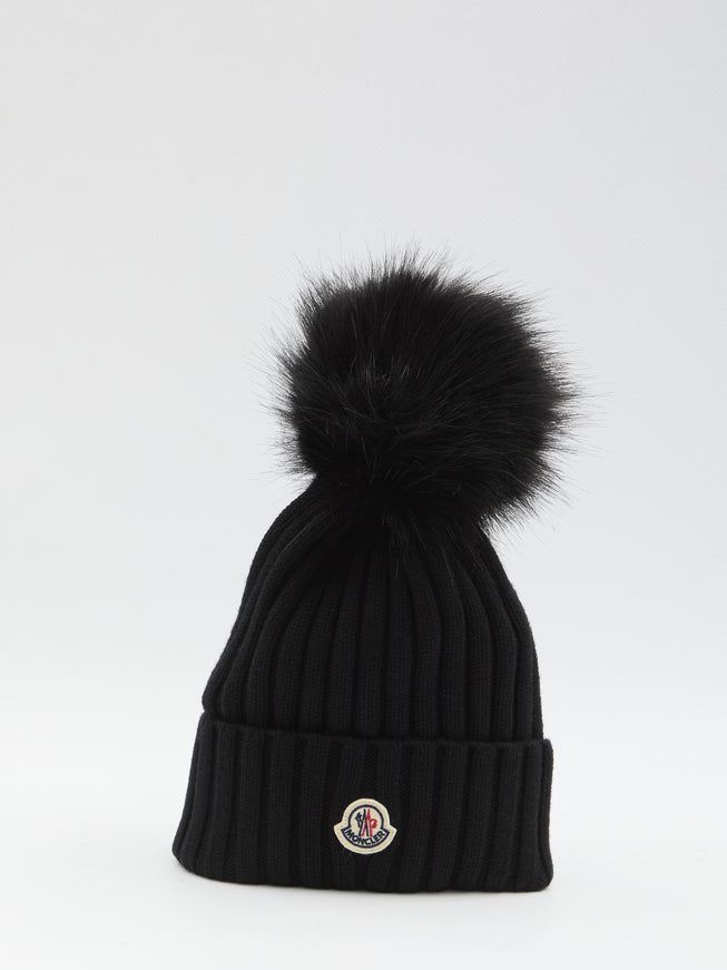 Moncler Wool Beanie With Pom Pom QT Black