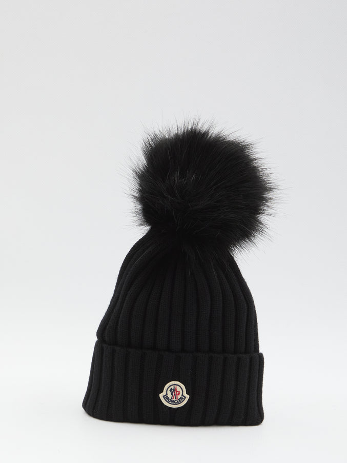 Moncler Wool Beanie With Pom Pom QT Black