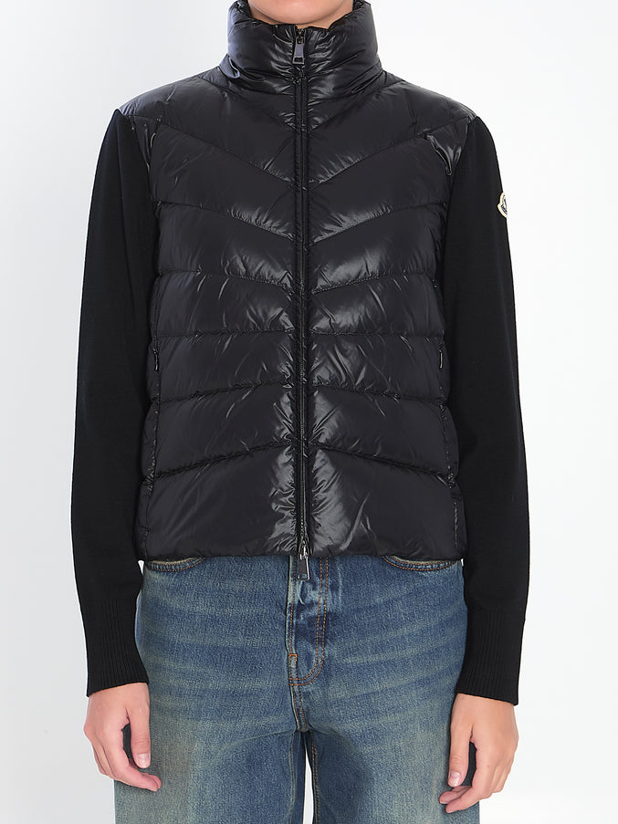 Moncler Padded Wool Cardigan Black
